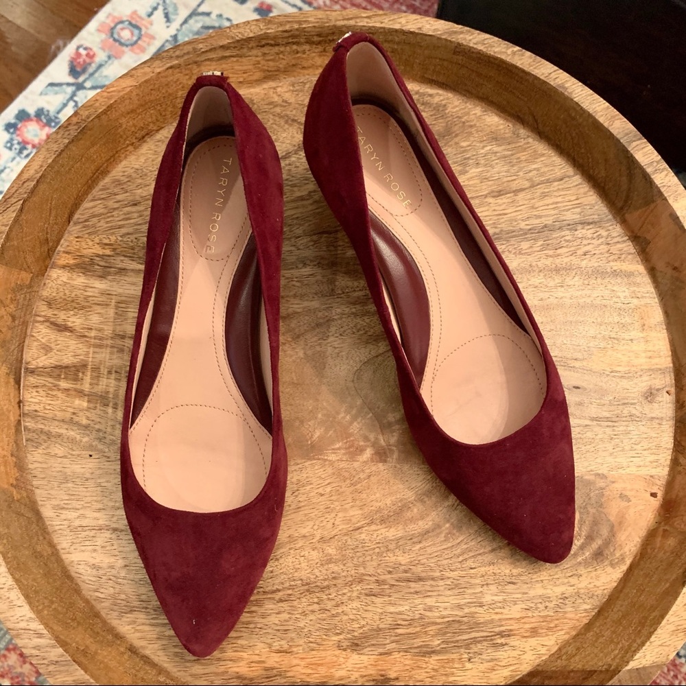 Taryn Rose Naomi Eggplant Suede Kitten Heel